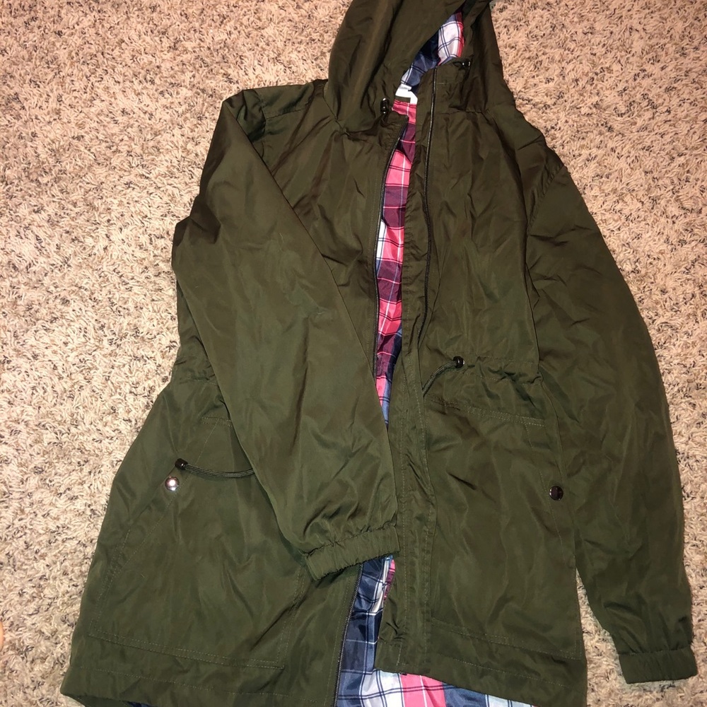 Army green rain coat